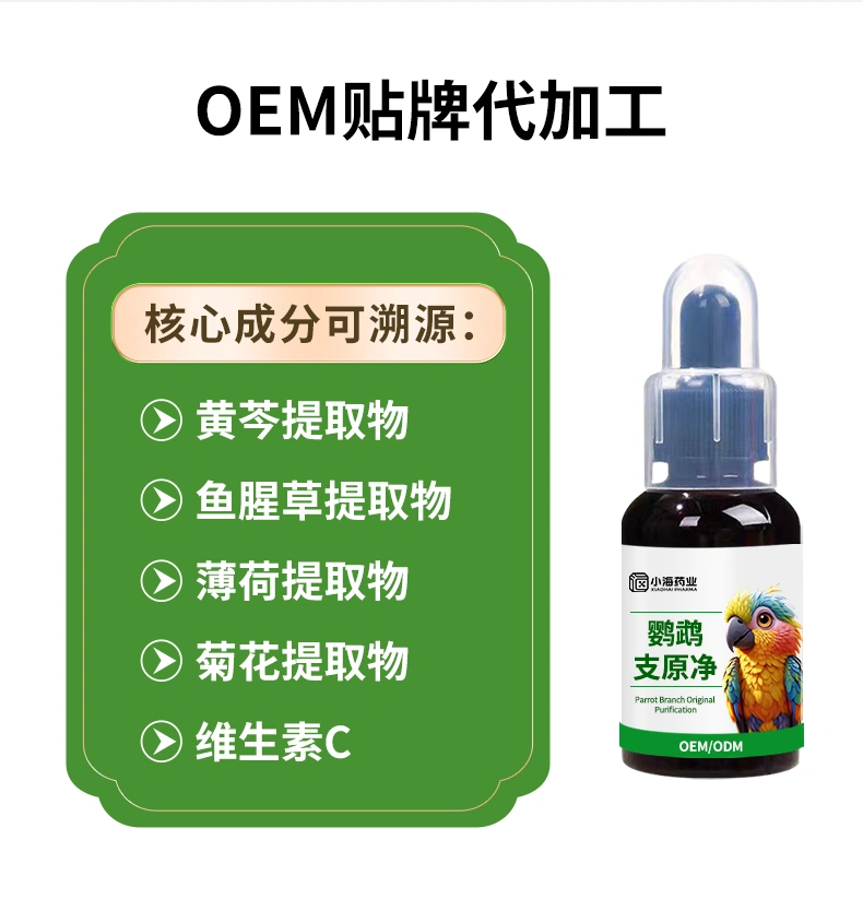 鸚鵡支原凈口服液觀賞鳥呼吸道咳嗽氣喘營養液鸚鵡一滴靈OEM代工